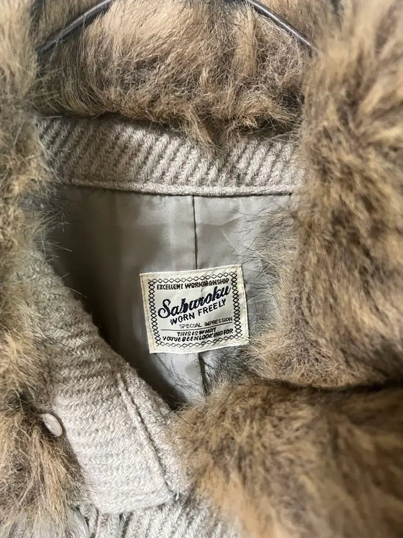 Saburoku Fur Peacoat Beige Size L Winter