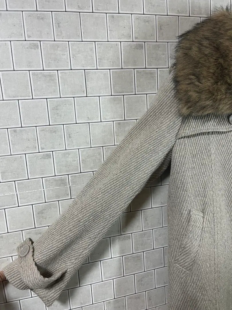 Saburoku Fur Peacoat Beige Size L Winter