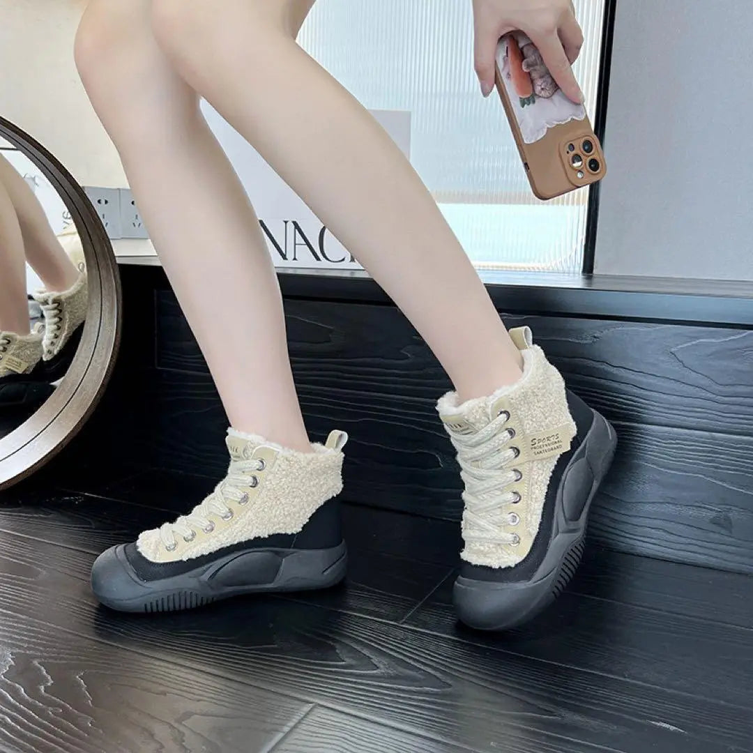 Botas de mujer Mokomoko 24 Botas casuales de invierno Mokashin Mouton | もこもこ レディース ブーツ 24 モカシン 冬 カジュアルブーツ ムートン