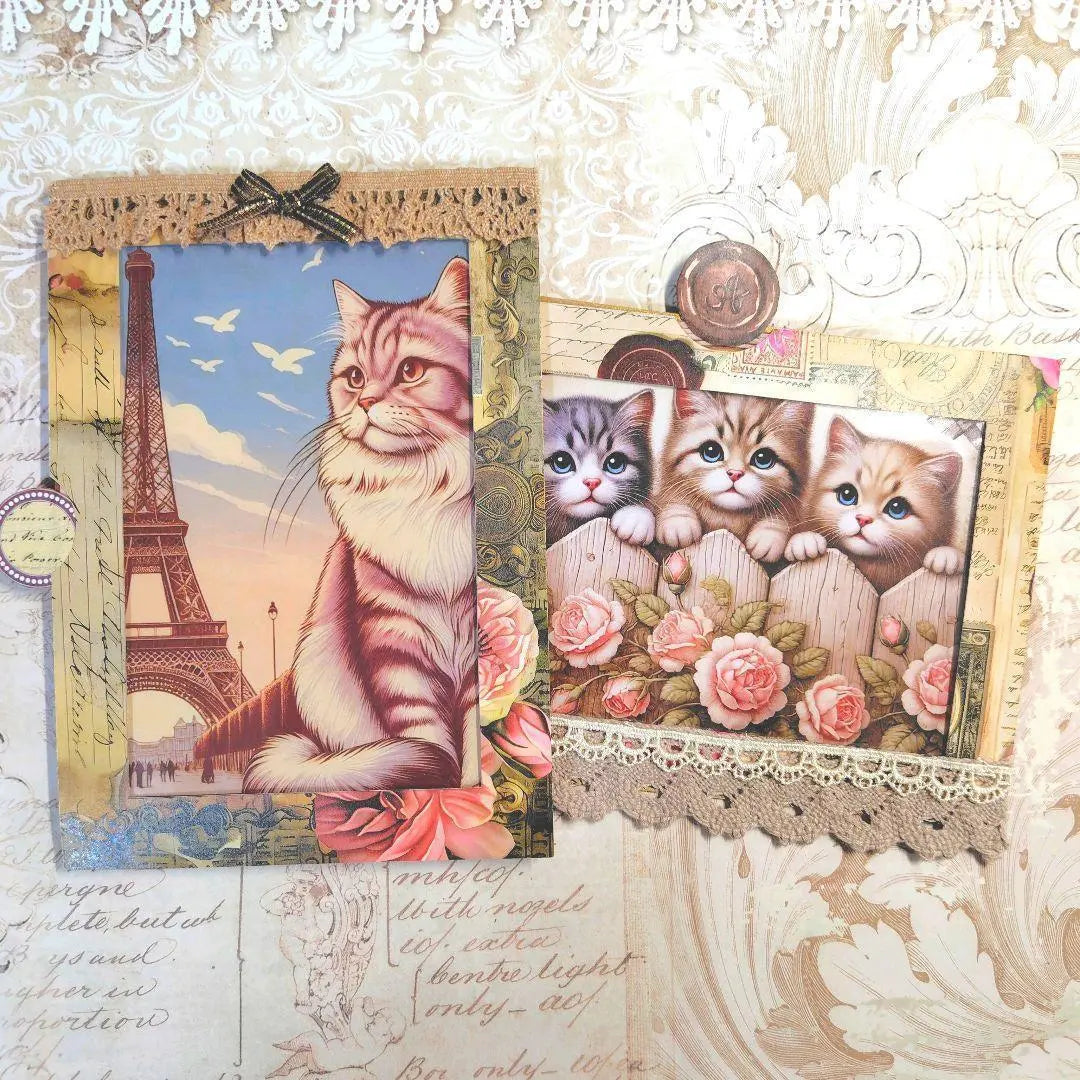 Cat greeting card Cat message card Pop-up card Handmade