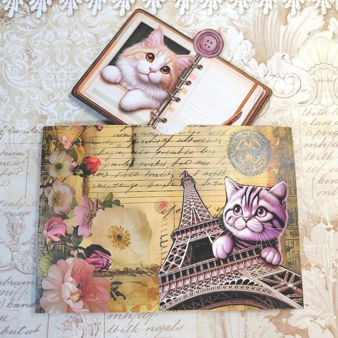 Cat greeting card Cat message card Pop-up card Handmade