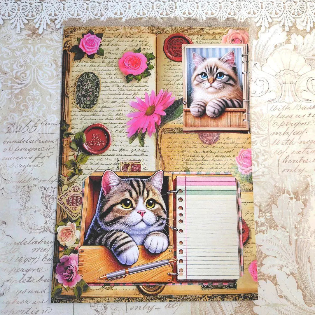 Cat greeting card Cat message card Pop-up card Handmade