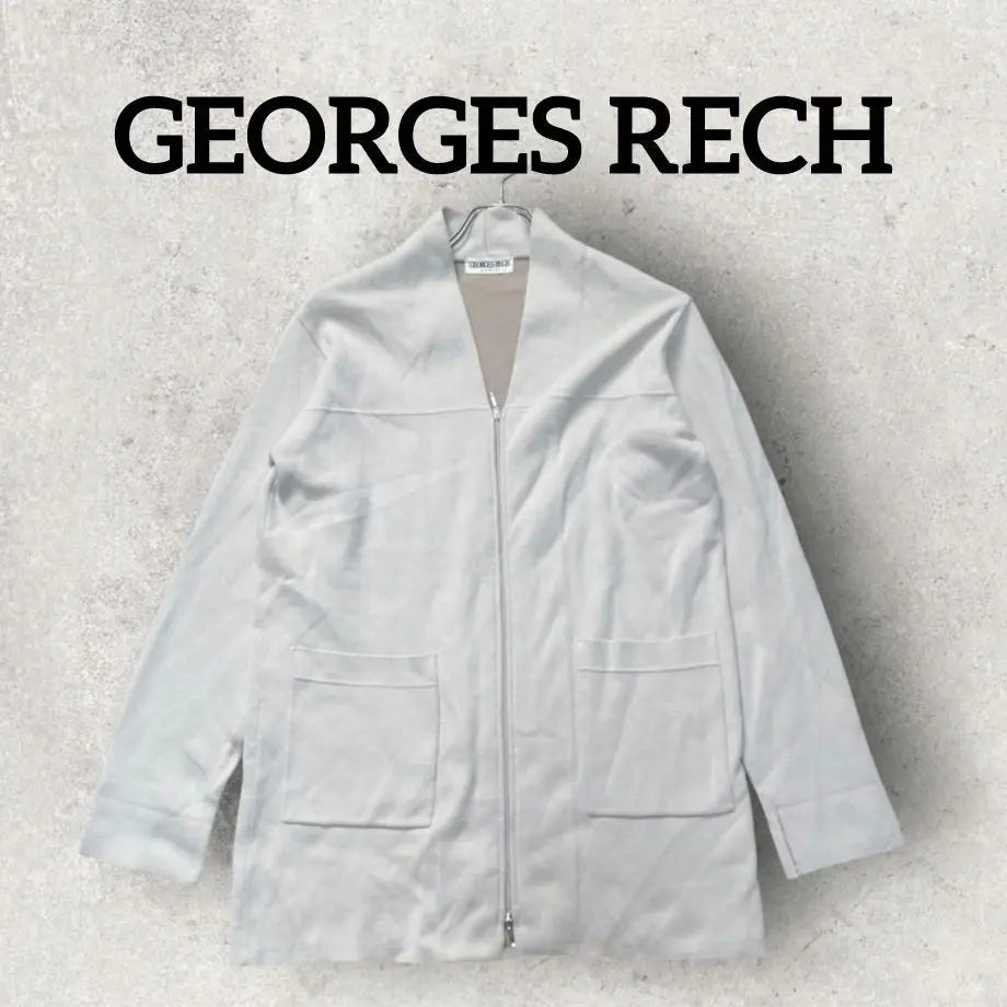 GEORGES RECH No-collar long coat (36) Beige zip-up