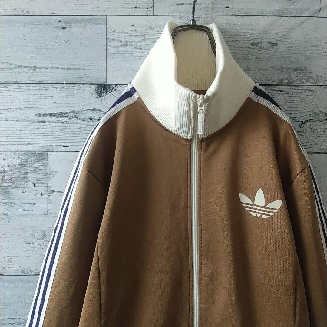 Súper popular☆Adidas Trefoil Logo Ribline Track Jacket Brown L | 気☆アディダス トレフォイルロゴ リブライン トラックジャケット ブラウンL