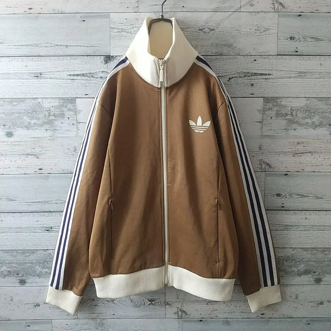 Súper popular☆Adidas Trefoil Logo Ribline Track Jacket Brown L | 気☆アディダス トレフォイルロゴ リブライン トラックジャケット ブラウンL