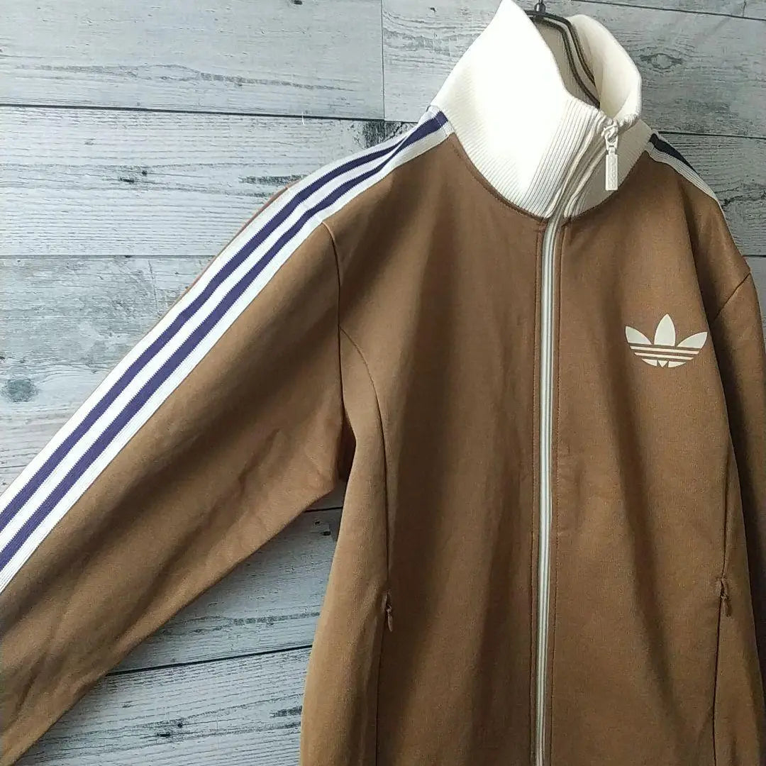 Súper popular☆Adidas Trefoil Logo Ribline Track Jacket Brown L | 気☆アディダス トレフォイルロゴ リブライン トラックジャケット ブラウンL