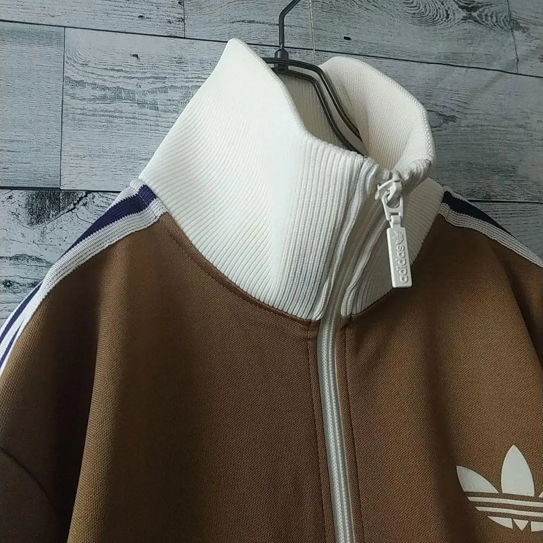 Súper popular☆Adidas Trefoil Logo Ribline Track Jacket Brown L | 気☆アディダス トレフォイルロゴ リブライン トラックジャケット ブラウンL