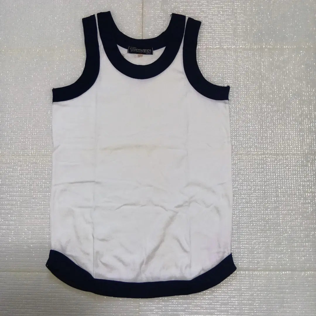 YOUNG LION HEAD Tank Top White/Navy Not Worn Made in Japan