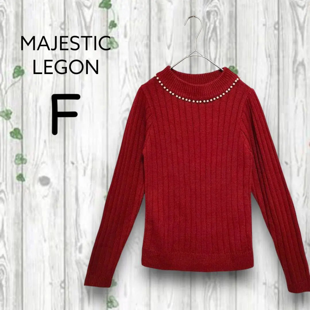 Majestic Legon Rib Knit Sweater High Neck Pearl Wine Bordeaux