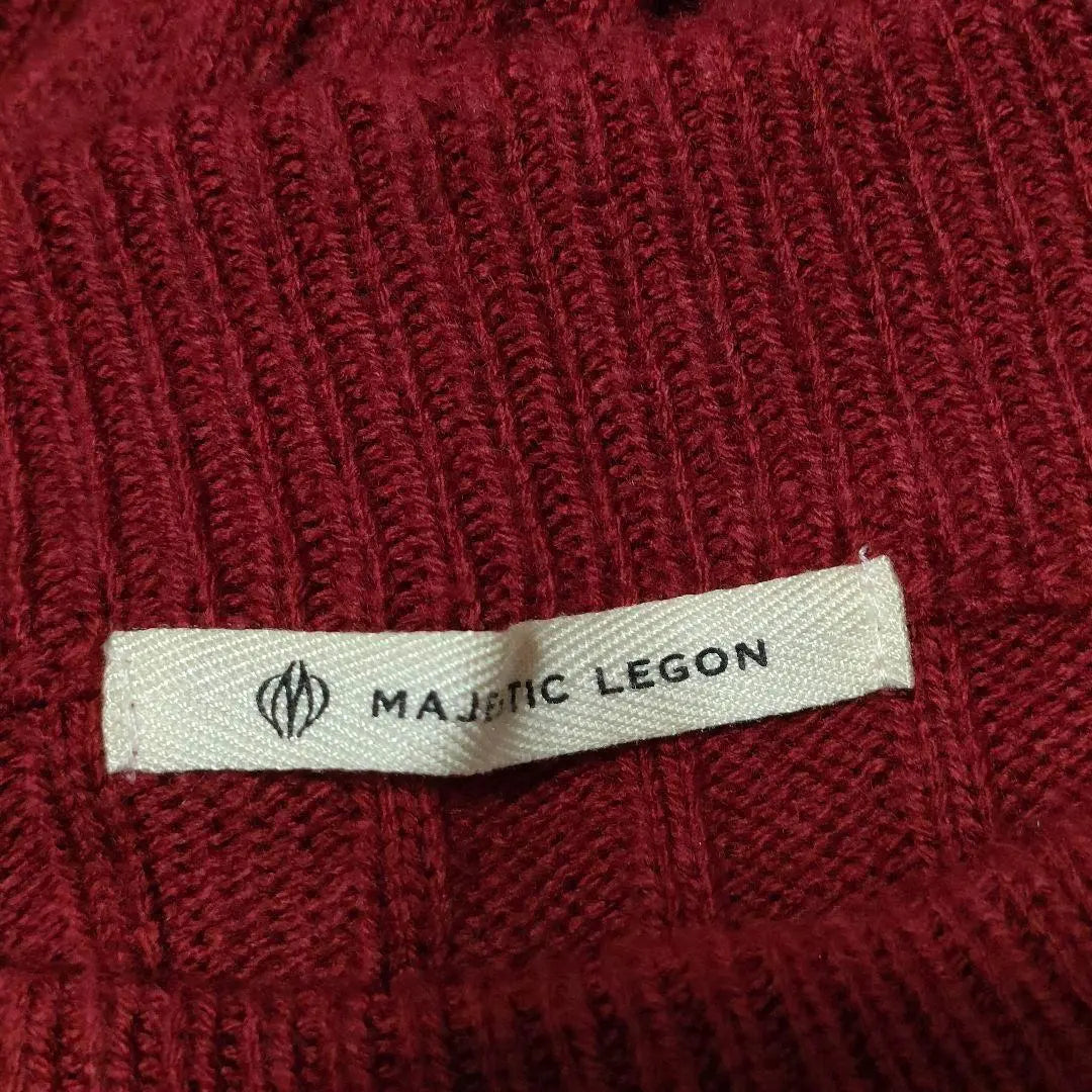 Majestic Legon Rib Knit Sweater High Neck Pearl Wine Bordeaux