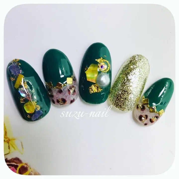 Leopard/Leopard print/Shell/Glitter/Reverse French