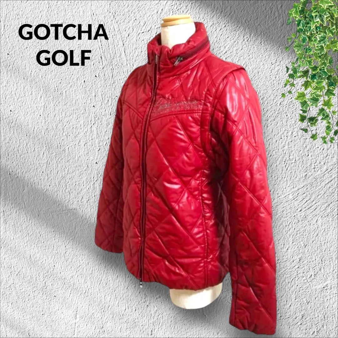 ★ Gatcha Golf chaqueta acolchada chaleco etiqueta bidireccional bordado rojo S | ★ ガッチャゴルフ 中綿ジャケット ベスト 2way タグ刺繍 赤 S