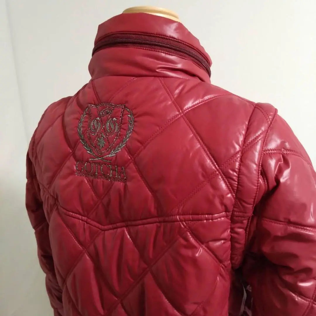 ★ Gatcha Golf Padded Jacket Vest 2-way Tag Embroidery Red S | ★ ガッチャゴルフ　中綿ジャケット　ベスト　2way タグ刺繍　赤　S