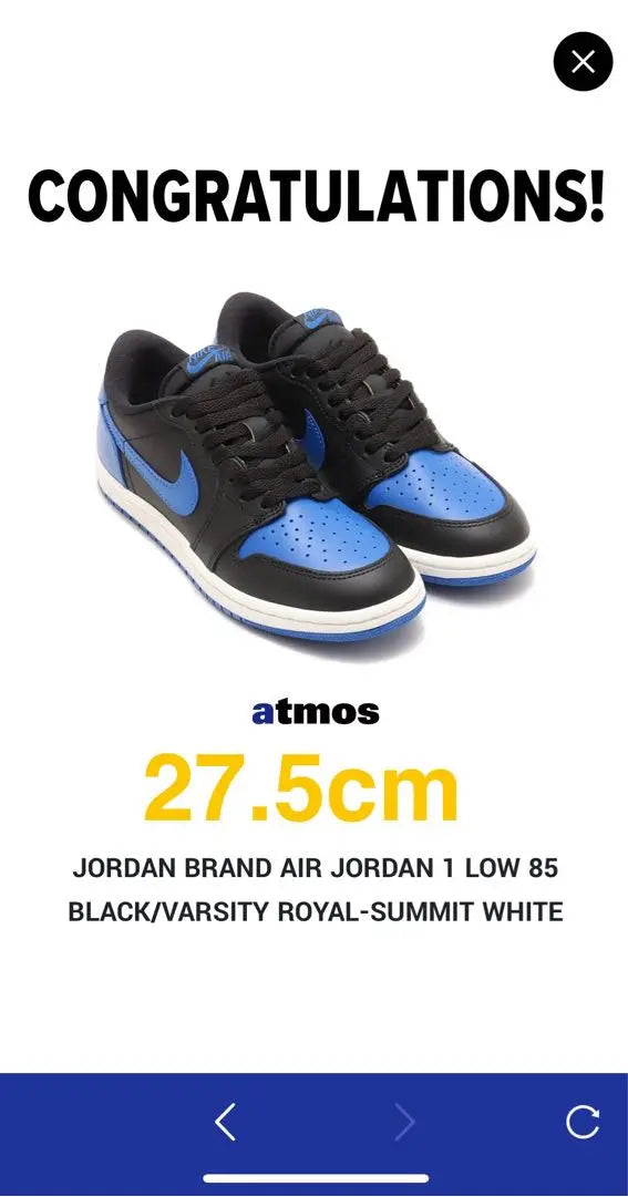 JORDAN BRAND AIR JORDAN 1 LOW 85 ROYAL