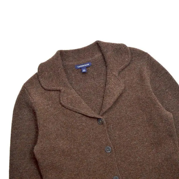 Lands' END End End Wool Washable Knit Cardigan S Brown | LANDS' ENDランズエンド ウール製ウォッシャブルニットカーディガンS茶色