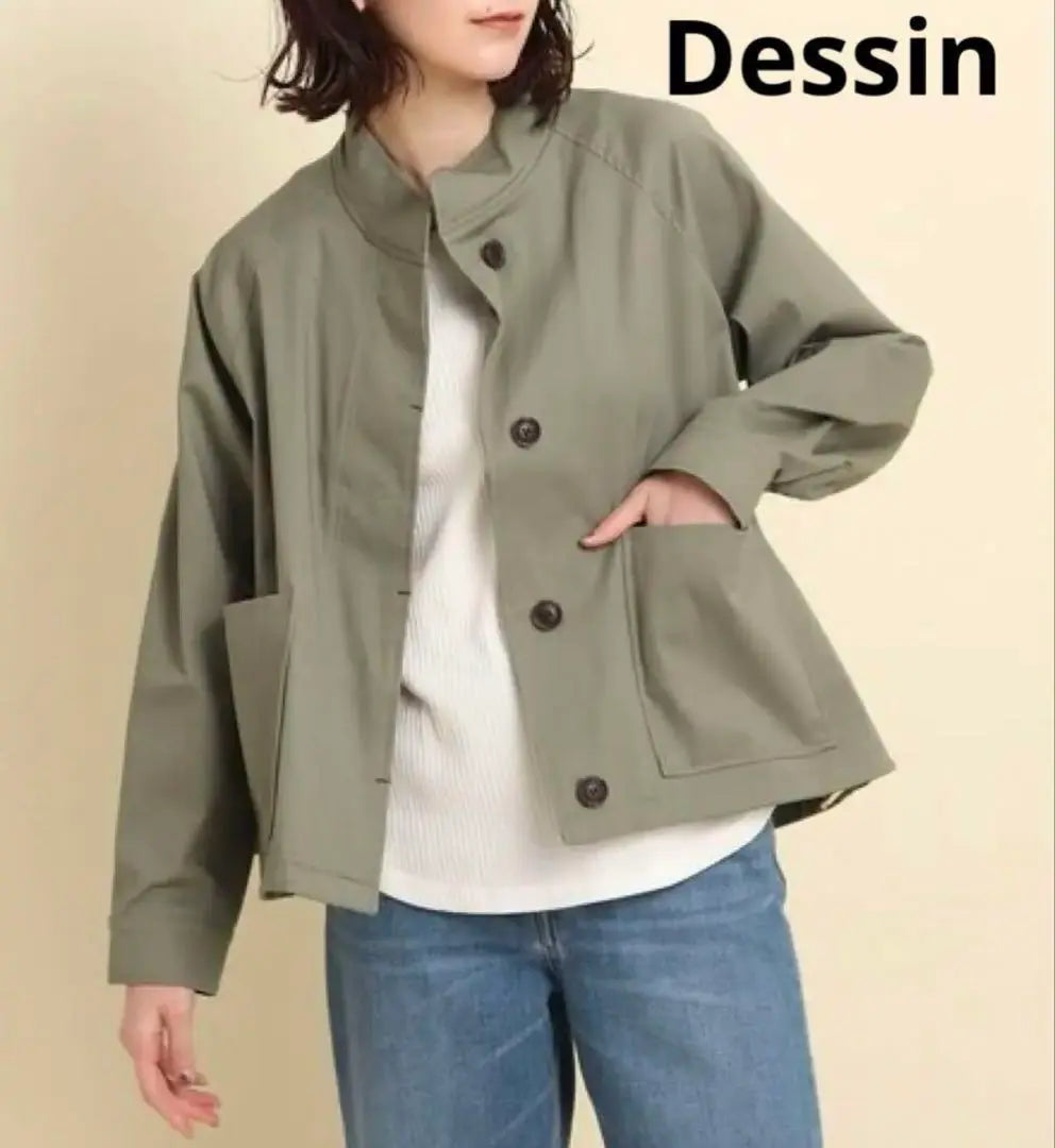 Dessin Khaki Collarless Jacket