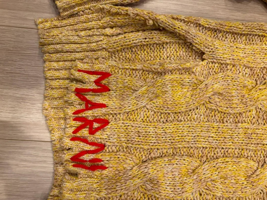 [MARNI] Logo embroidered cotton cable knit sweater 40