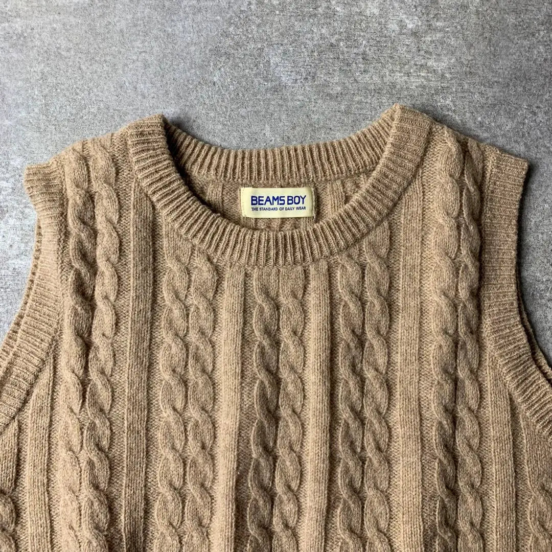 [BEAMS BOY] BEAMS BOY knit vest cable 100% wool