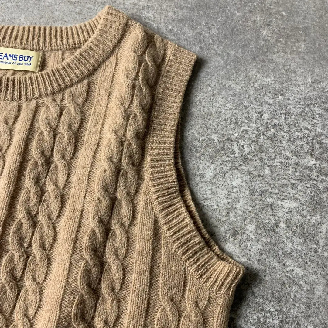 [BEAMS BOY] BEAMS BOY knit vest cable 100% wool