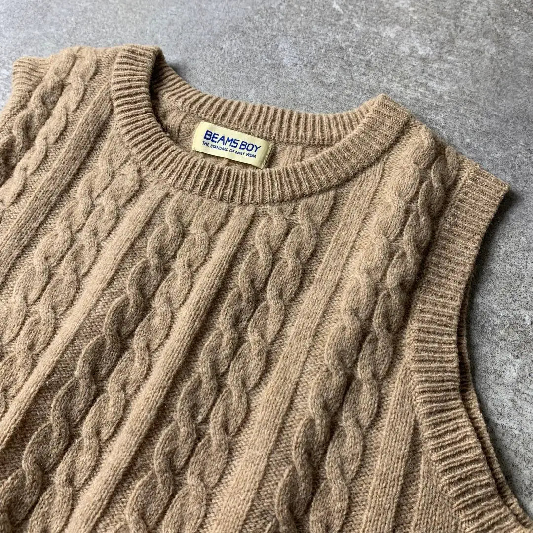 [BEAMS BOY] BEAMS BOY knit vest cable 100% wool