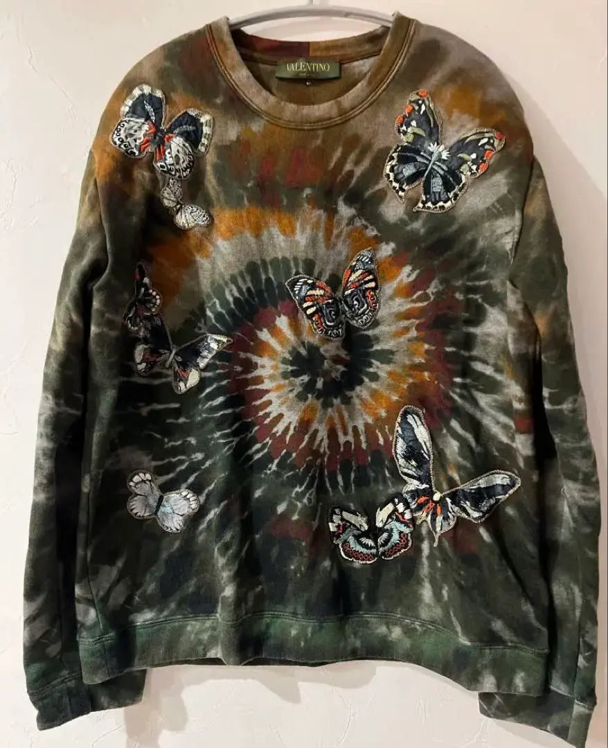 [Try on only] VALENTINO tie-dye embroidered patch chow sweatshirt