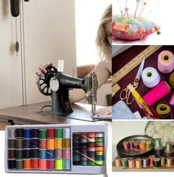 Bulk sale *32 sewing thread, 28 bobbins* Handmade sewing machine, hand sewing