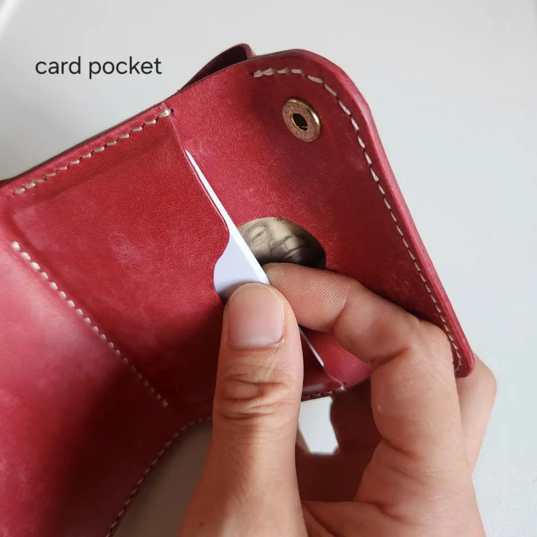 [Genuine leather] You can see the face of the bill! Compact Trifold Wallet Bordeaux