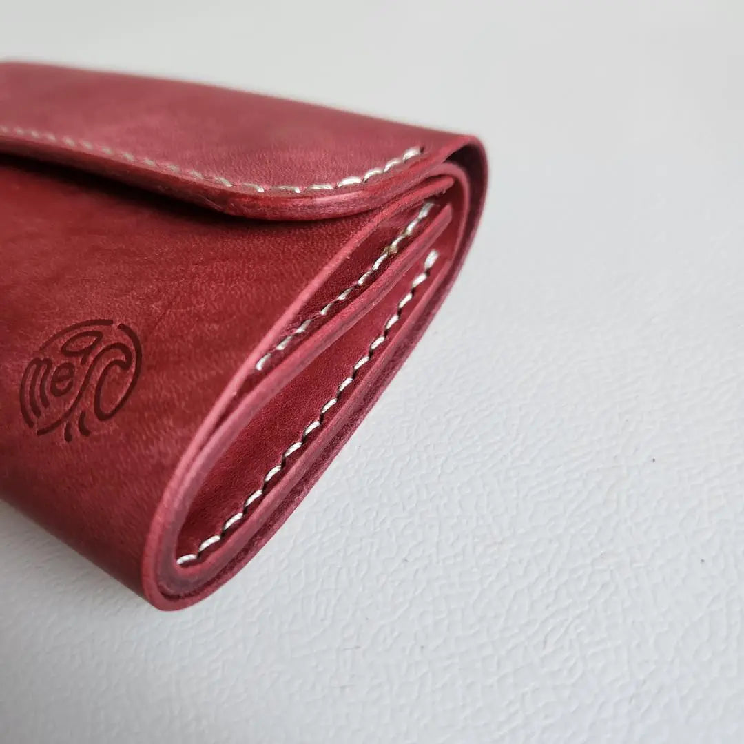 [Genuine leather] You can see the face of the bill! Compact Trifold Wallet Bordeaux