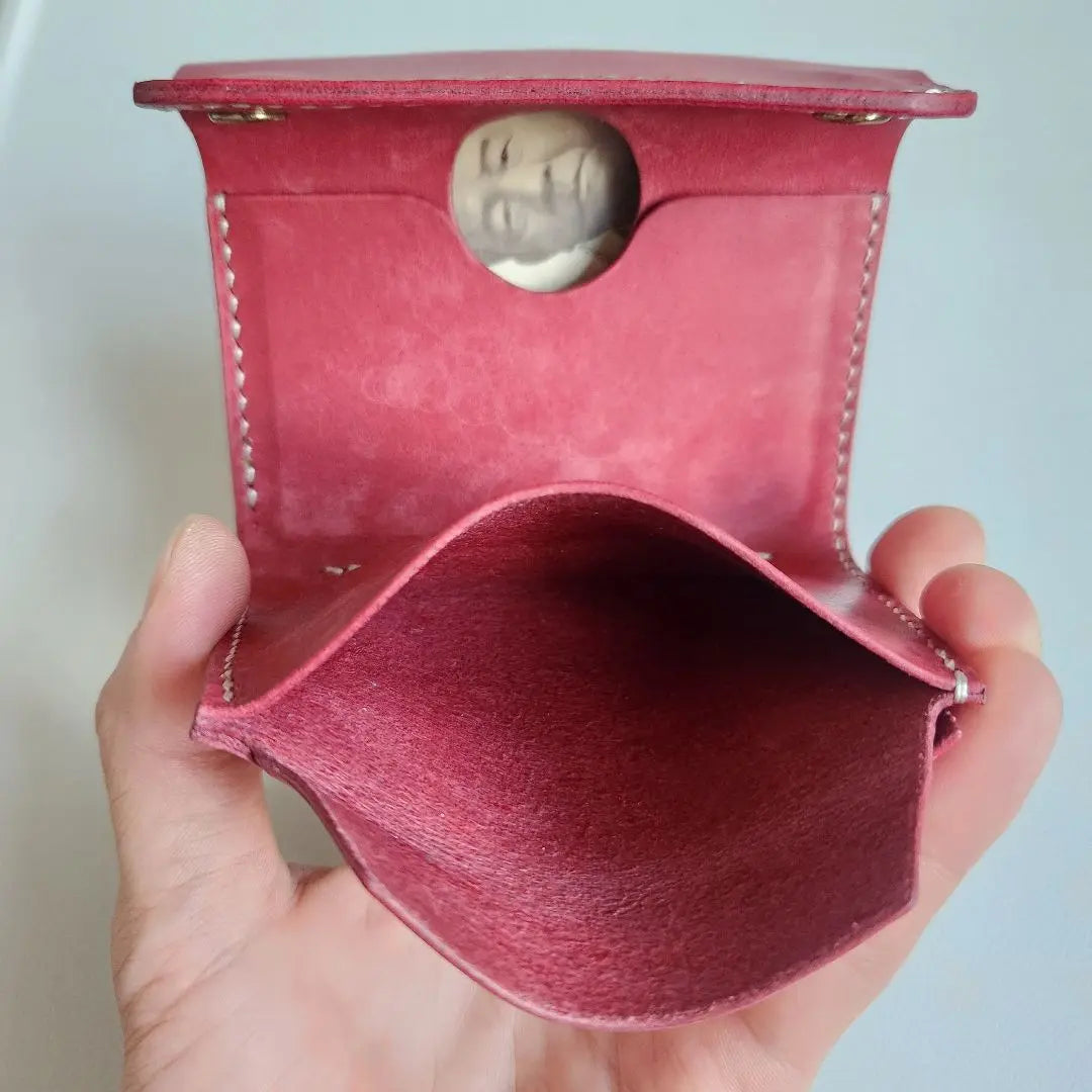 [Genuine leather] You can see the face of the bill! Compact Trifold Wallet Bordeaux