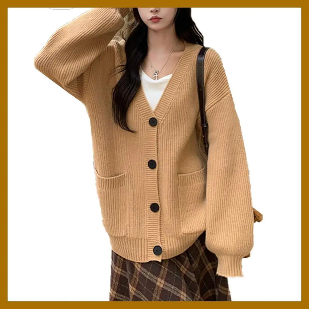 Cardigan Knit Knit Cardigan Women's V-neck Loose and Stylish