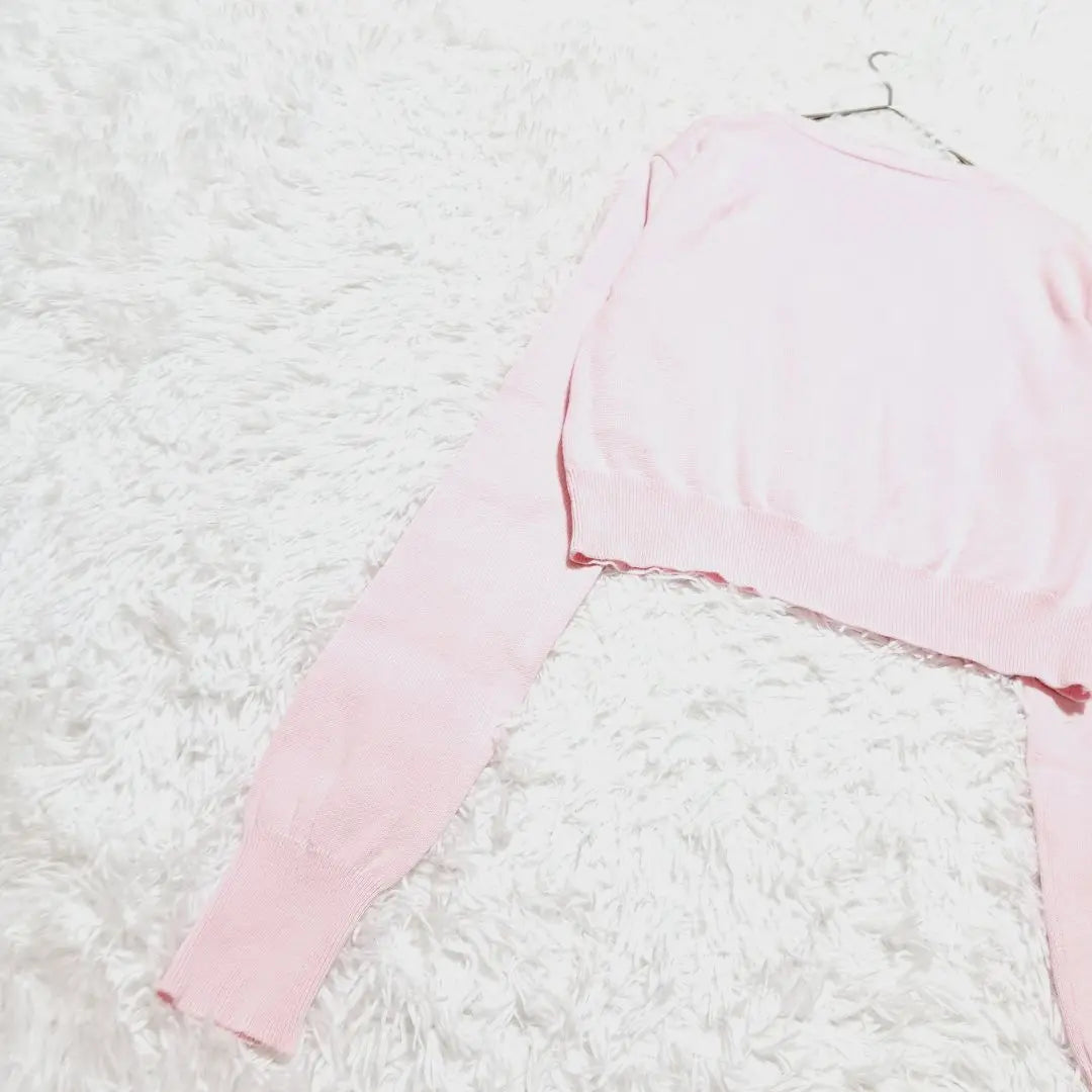 [Joint Works] Short Length Cardigan Pink One Point Bay Cruise | 【ジョイントワークス】ショート丈カーディガン　ピンク　ワンポイント　ベイクルーズ