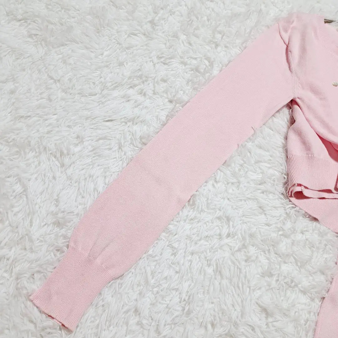 [Joint Works] Short Length Cardigan Pink One Point Bay Cruise | 【ジョイントワークス】ショート丈カーディガン　ピンク　ワンポイント　ベイクルーズ