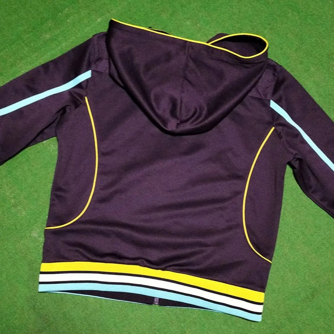 Hooded jersey for women Purple Purple Light blue yellow line