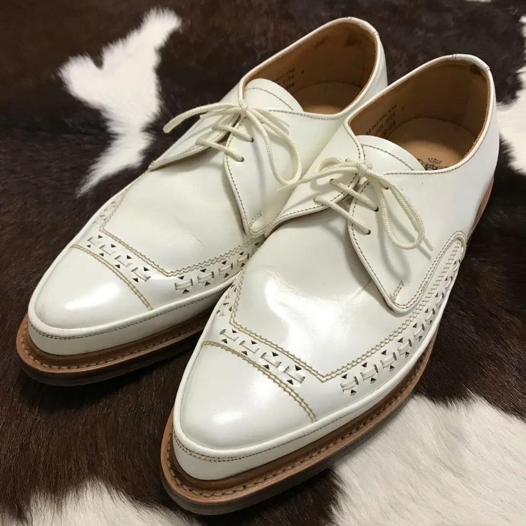 ¡Ropa usada de marca! Hecho en el Reino Unido GEORGE COX 13423 Zapatos de cuero blancos | ブランド古着！イギリス製 GEORGE COX 13423ホワイトレザーシューズ