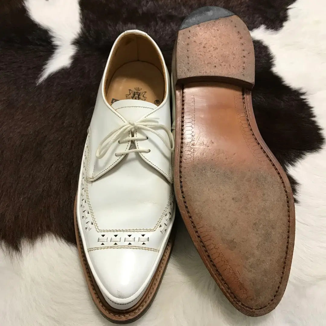 ¡Ropa usada de marca! Hecho en el Reino Unido GEORGE COX 13423 Zapatos de cuero blancos | ブランド古着！イギリス製 GEORGE COX 13423ホワイトレザーシューズ