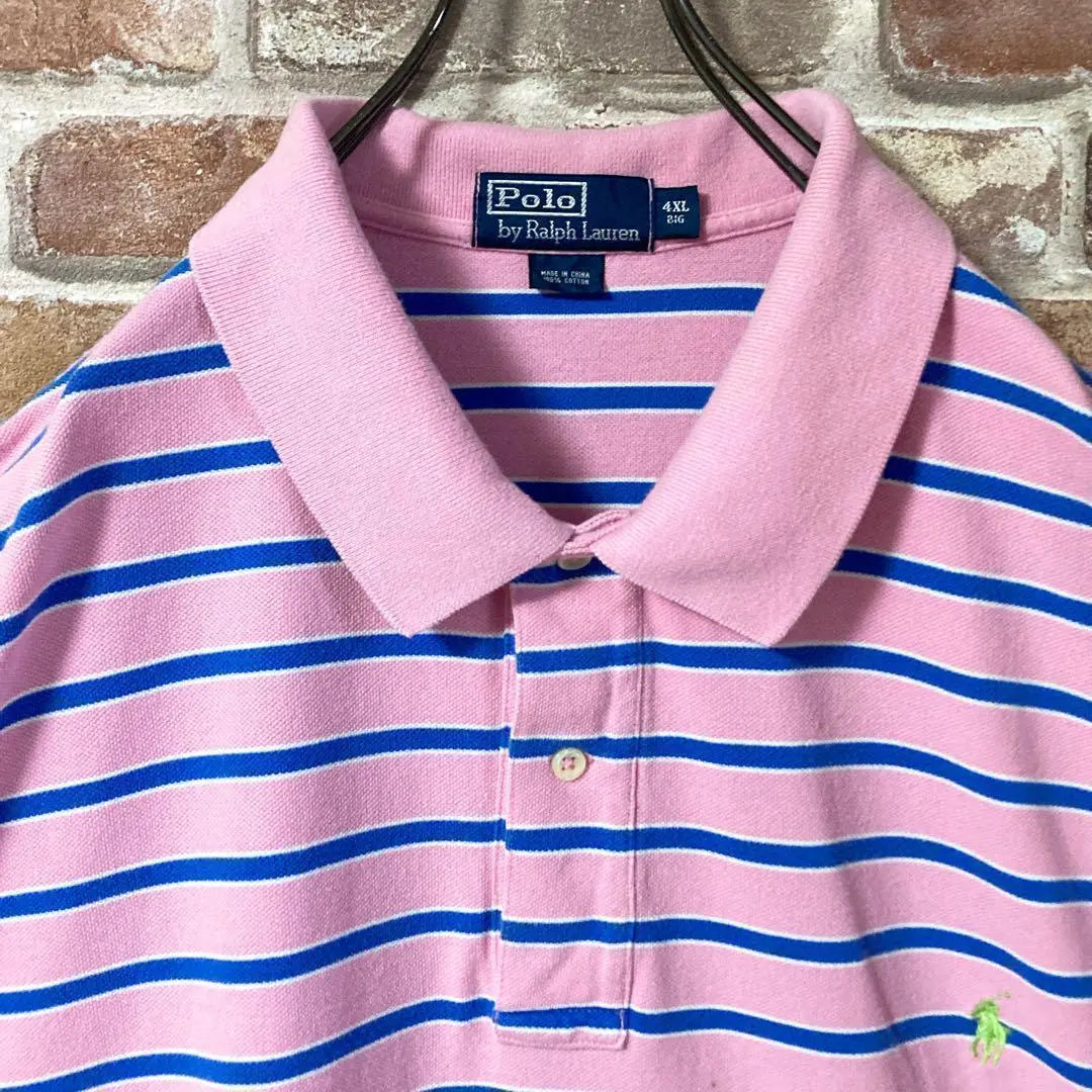 [Raro] Polo Ralph Lauren con rayas y logo de poni bordado, talla 4XL