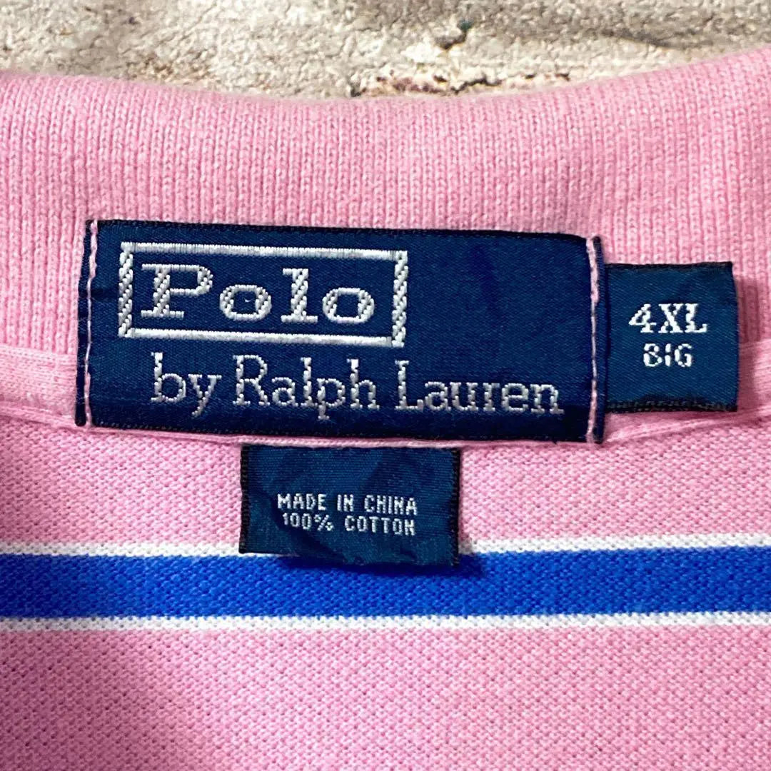 [Rare] Polo Vir Ralph Lauren Polo Shirt Striped Embroidered Pony Logo 4XL