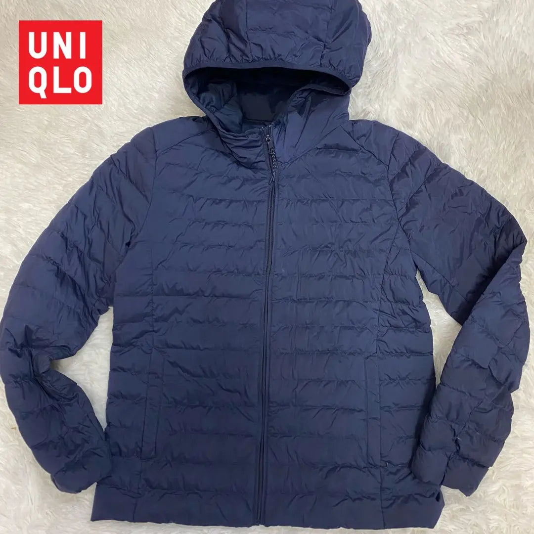 Chaqueta con capucha de plumón ultraligero UNIQLO L Azul marino