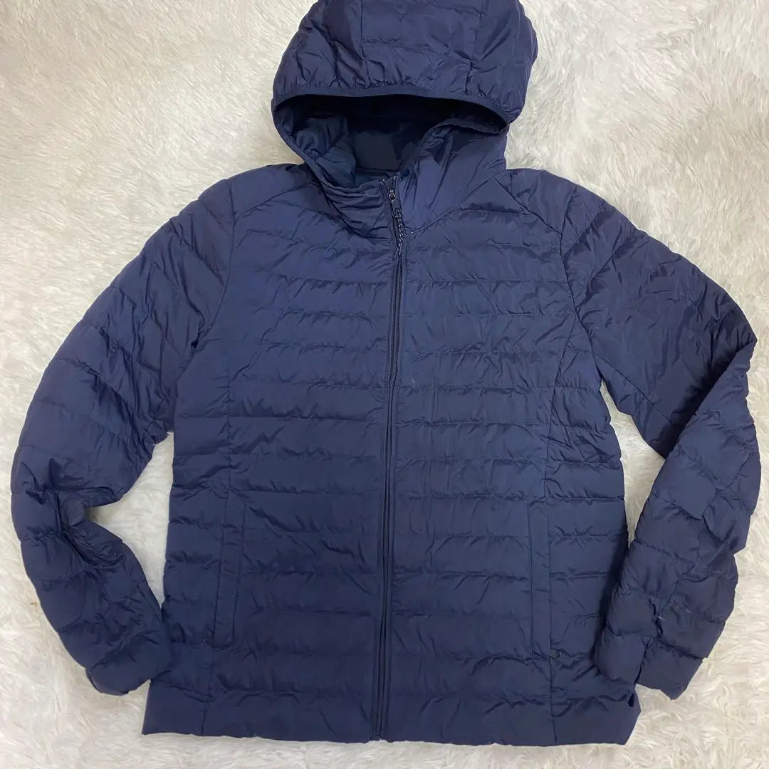 Chaqueta con capucha de plumón ultraligero UNIQLO L Azul marino