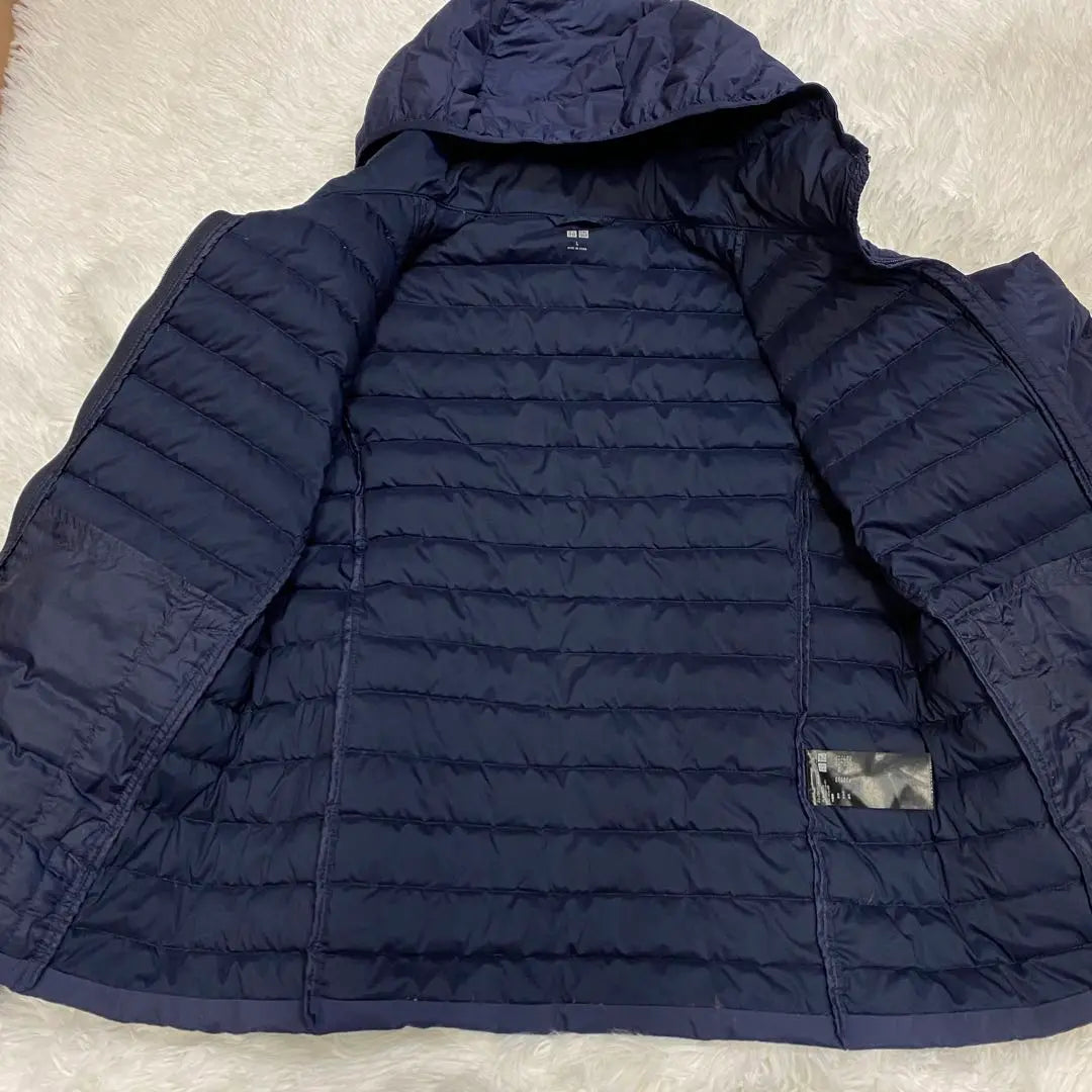 Chaqueta con capucha de plumón ultraligero UNIQLO L Azul marino