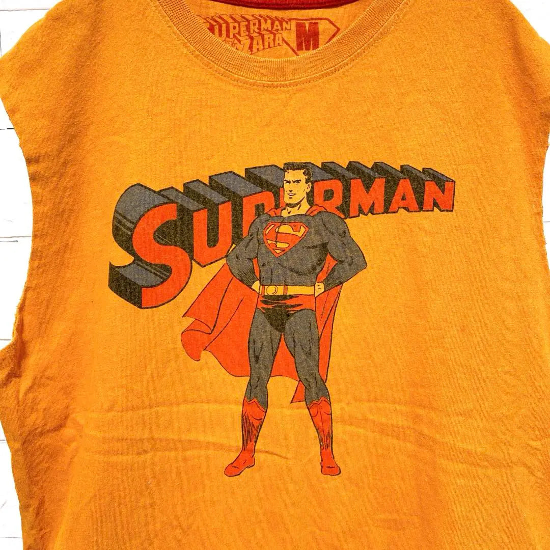 Superman Tank Top Orange M Size 100% Cotton Made in Portugal