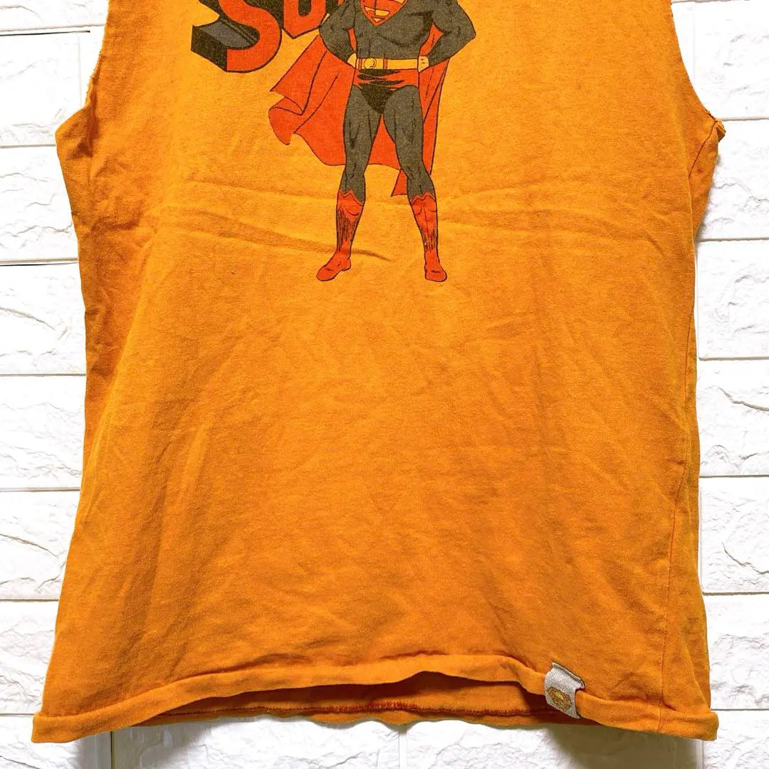 Superman Tank Top Orange M Size 100% Cotton Made in Portugal