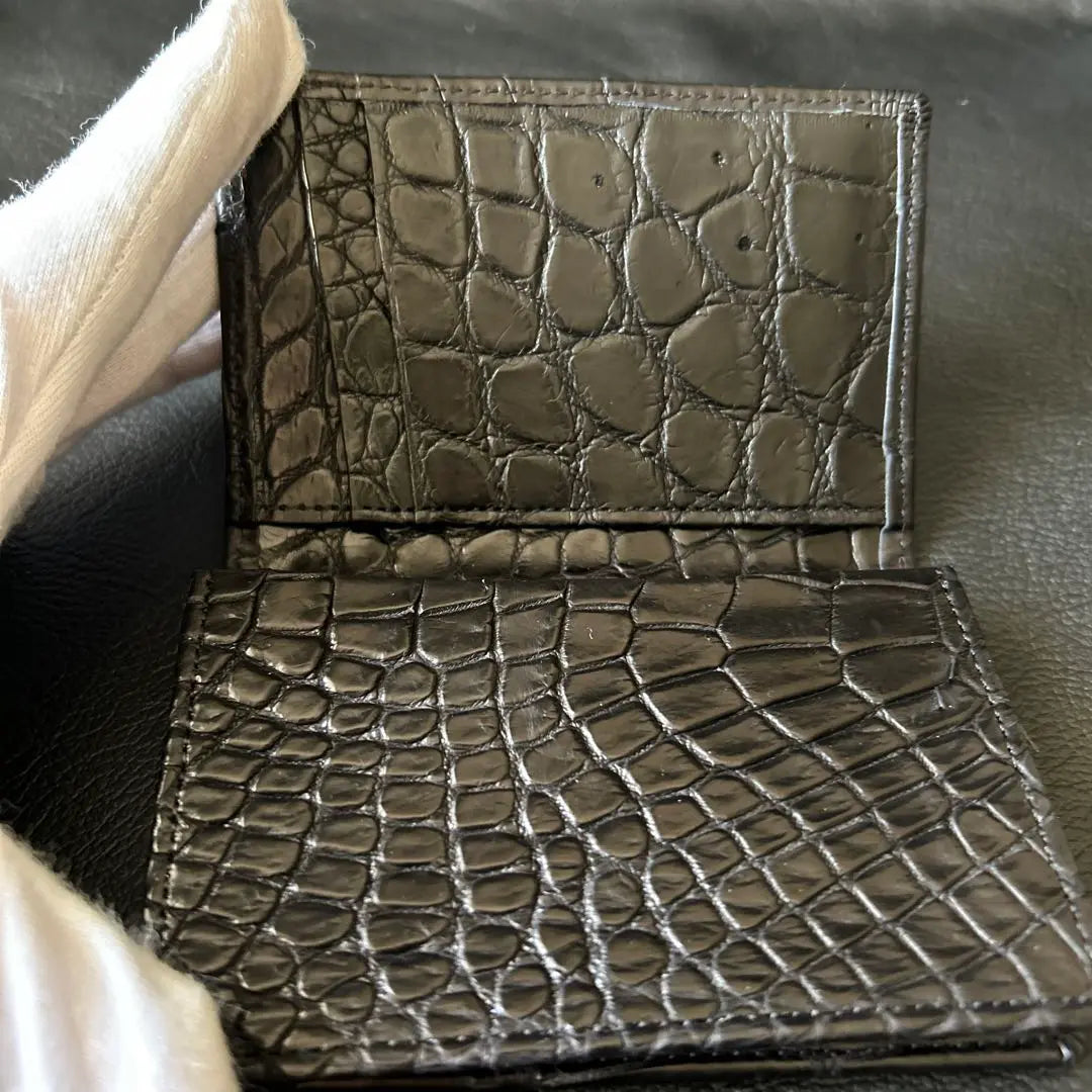 Special price! Genuine leather crocodile crocodile business card holder mud black