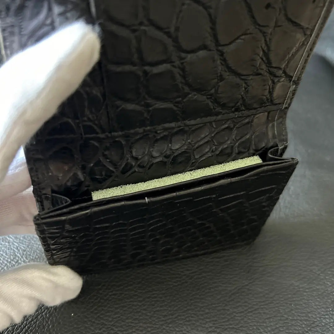 Special price! Genuine leather crocodile crocodile business card holder mud black