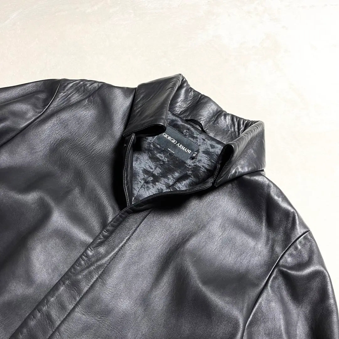 [Beauty] GIORGIO ARMANI ☆ Lamb Leather Coat ☆ Black Tag ☆ Black ☆ L ☆