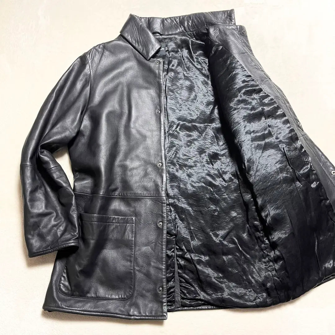 [Beauty] GIORGIO ARMANI ☆ Lamb Leather Coat ☆ Black Tag ☆ Black ☆ L ☆