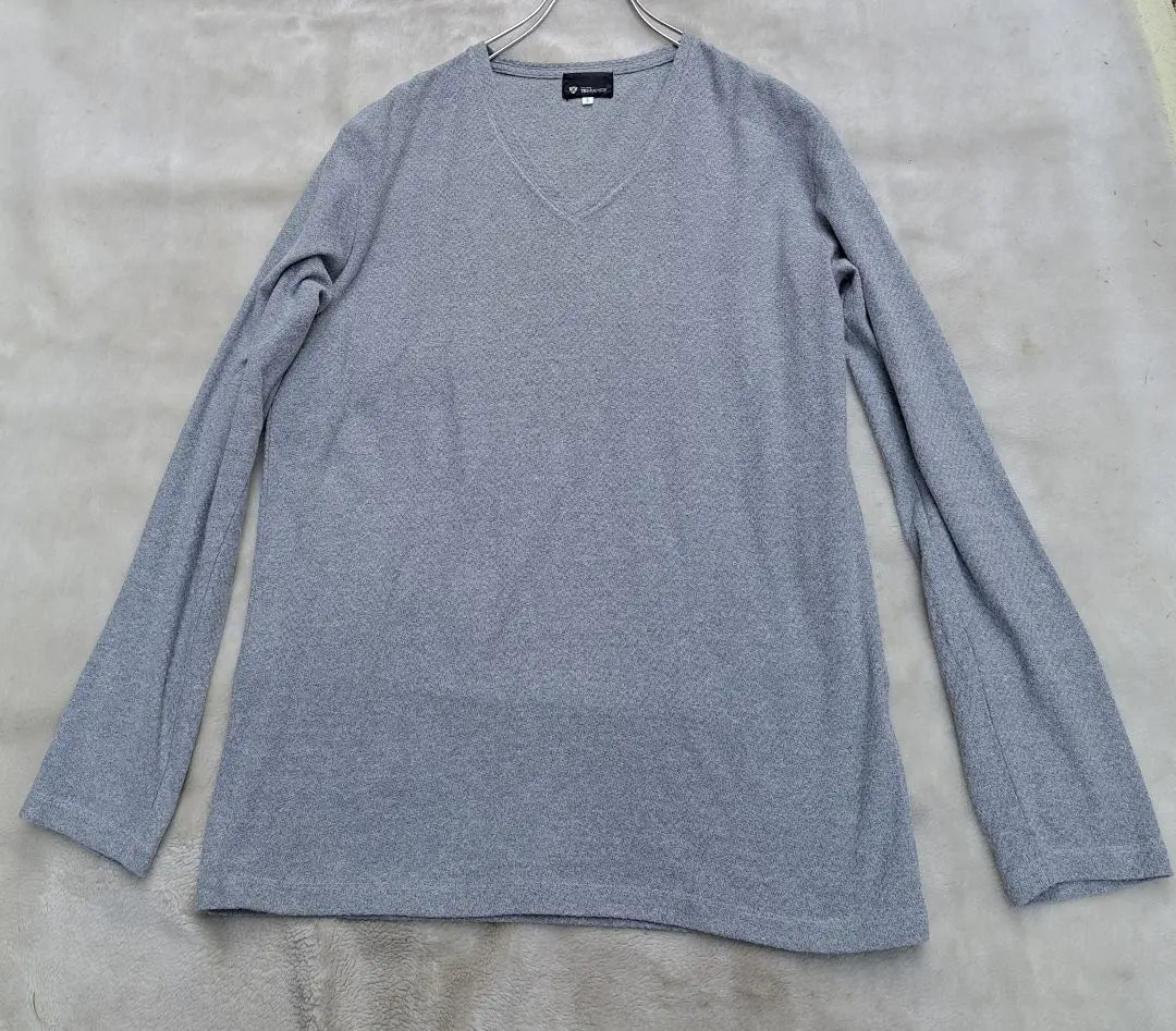 TK Takemo Kikuchi Cotton Mixed Cut Saw Gray V Neck Long Sleeve L Men | TK タケオキクチ　コットン混カットソー　グレー Vネック 長袖　L　メンズ