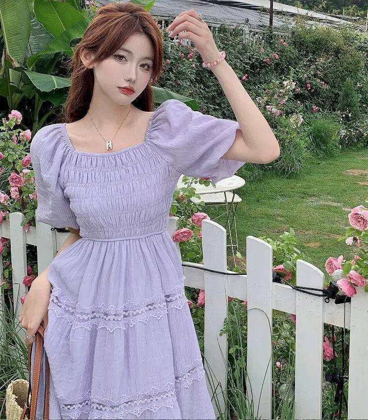 [Last 1] Large size women's dress, off-shoulder summer, autumn, new, short sleeves