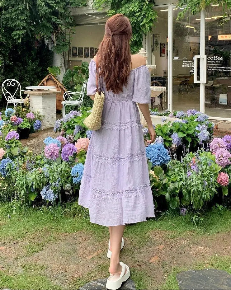 [Last 1] Large size women's dress, off-shoulder summer, autumn, new, short sleeves