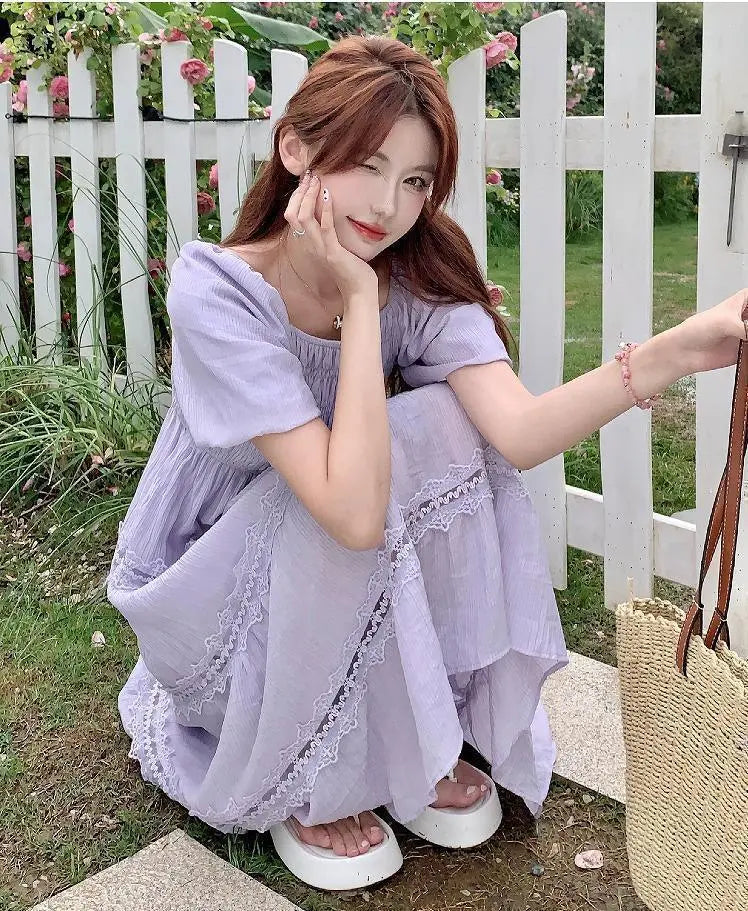 [Last 1] Large size women's dress, off-shoulder summer, autumn, new, short sleeves